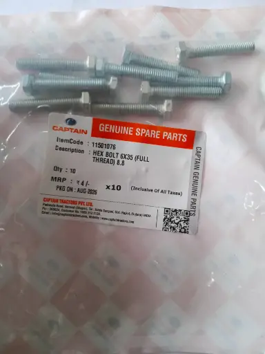 [11501076] HEX BOLT 6X35 (FULL THREAD) 8.8